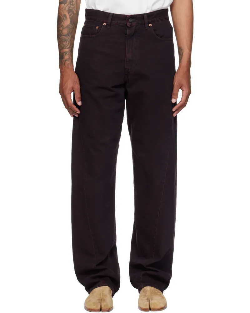 Maison Margiela Burgundy Twisted Seam Jeans 227