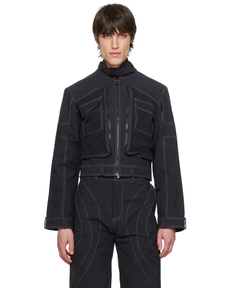 Uncertain Factor Navy Uncertain Chip Armor Jacket Black