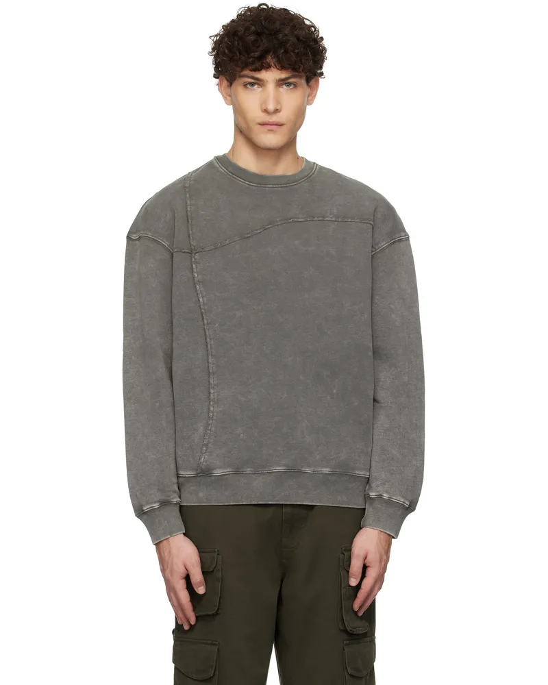 Dime Gray Reverse Stitch Crewneck Sweatshirt Charcoal