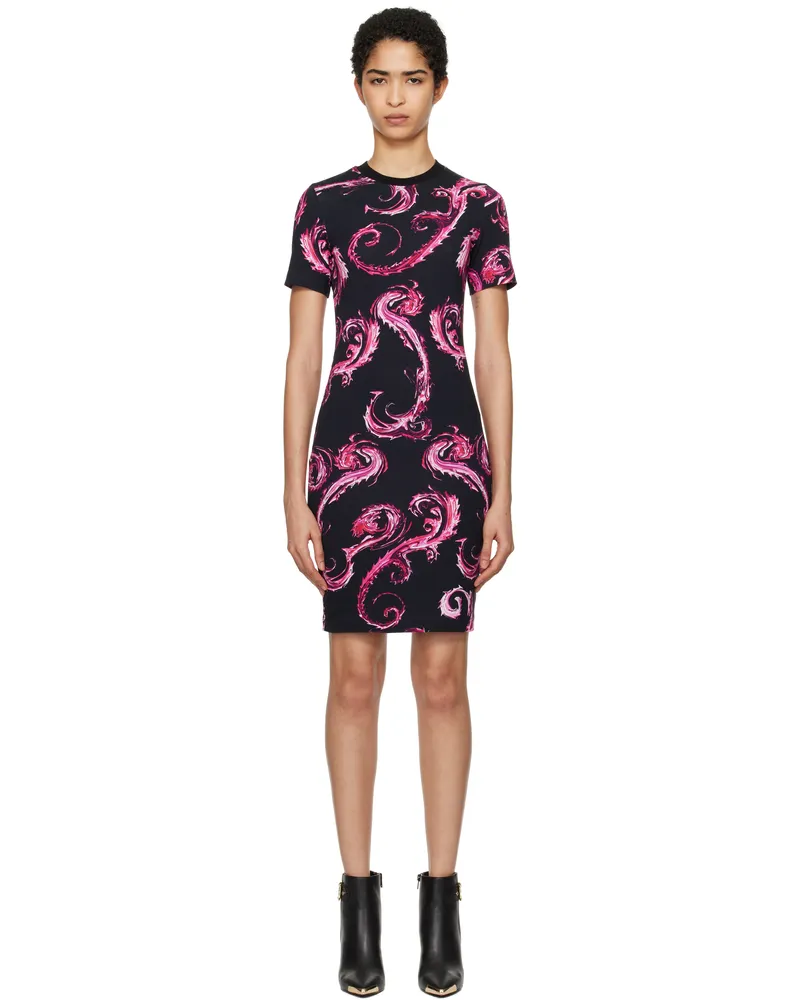 Versace Jeans Black Chromo Couture T-Shirt Minidress Eqy2