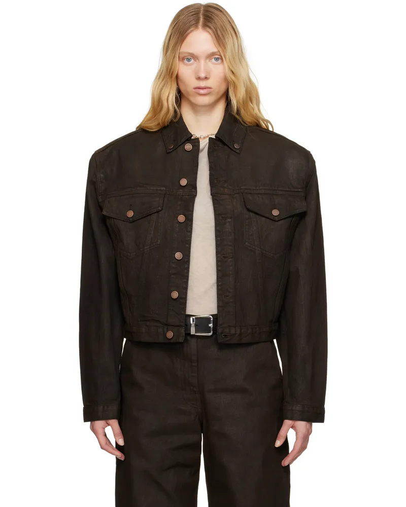 Entire Studios Brown Shrunken Denim Jacket Mud