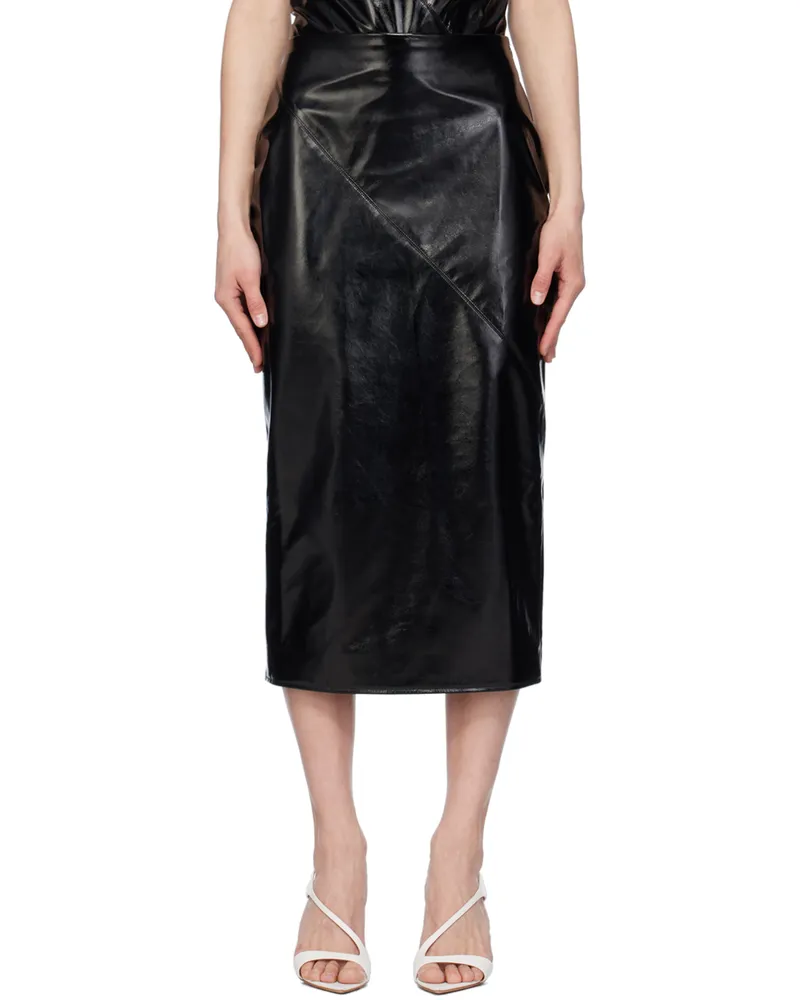 GAUGE81 Black Kuana Faux-Leather Midi Skirt Black