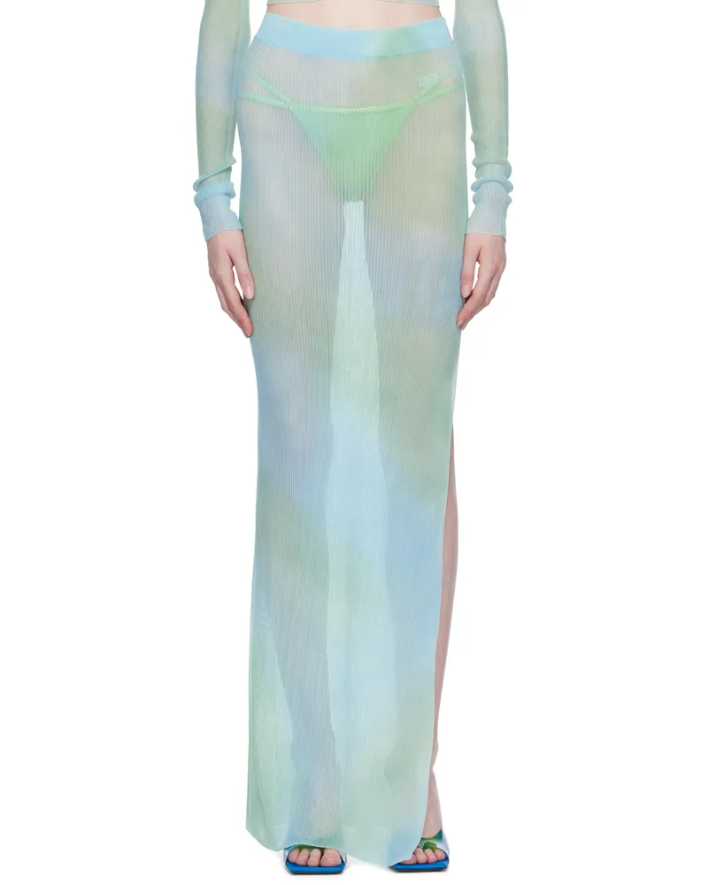 OFF-WHITE Blue Tie-Dye Midi Skirt Light