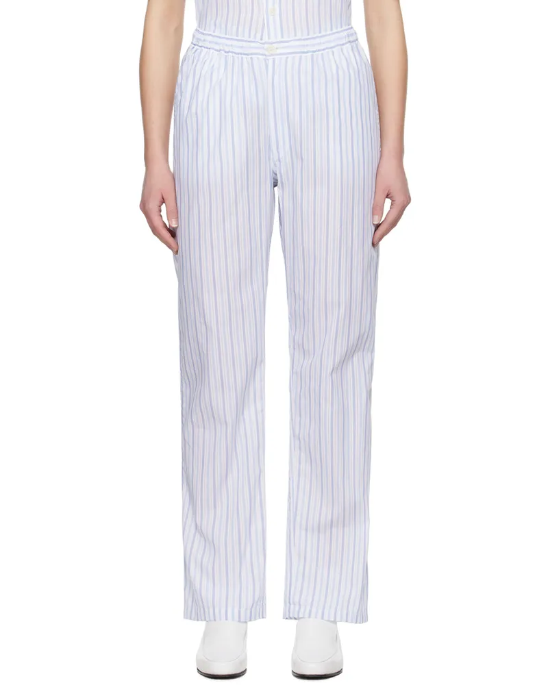 Soulland White & Blue Fadi Trousers White
