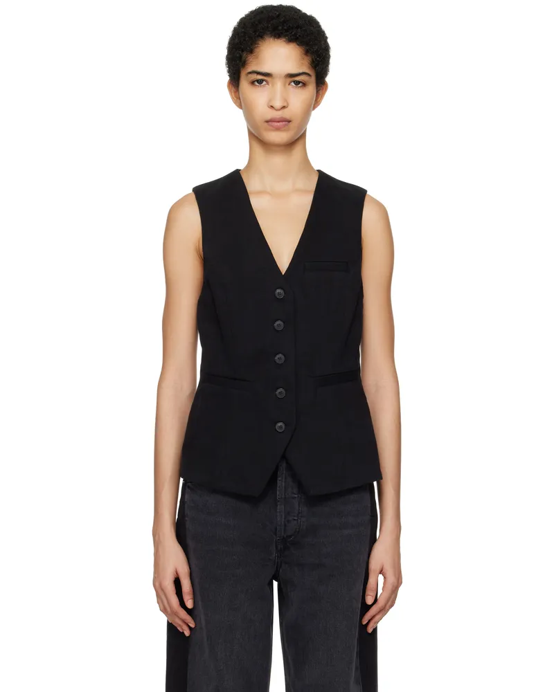 Citizens of humanity Black Jasmin Long Denim Vest Black