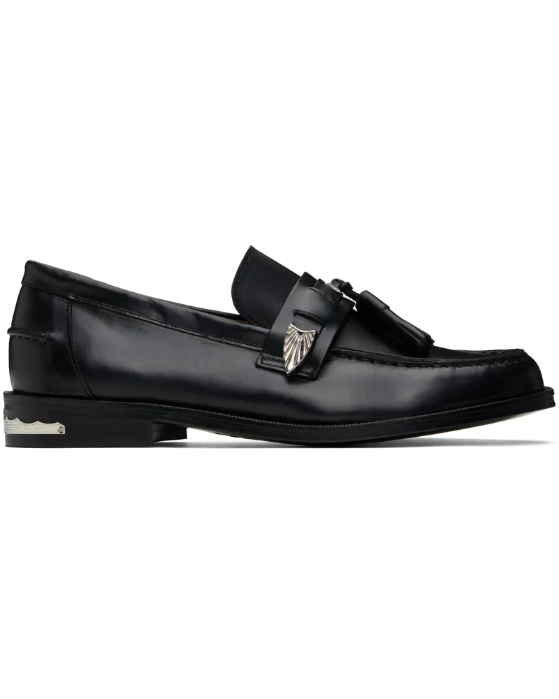 Toga Black Hard Leather Loafers Black