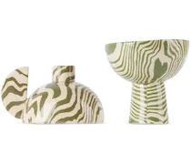 Green & White Duo Candle Holders
