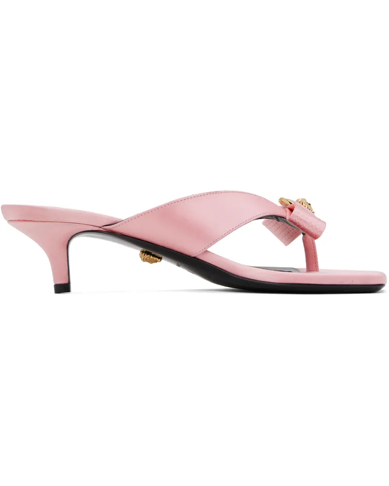 Versace Pink Gianni Ribbon Low Satin Mules 1pg4v-english