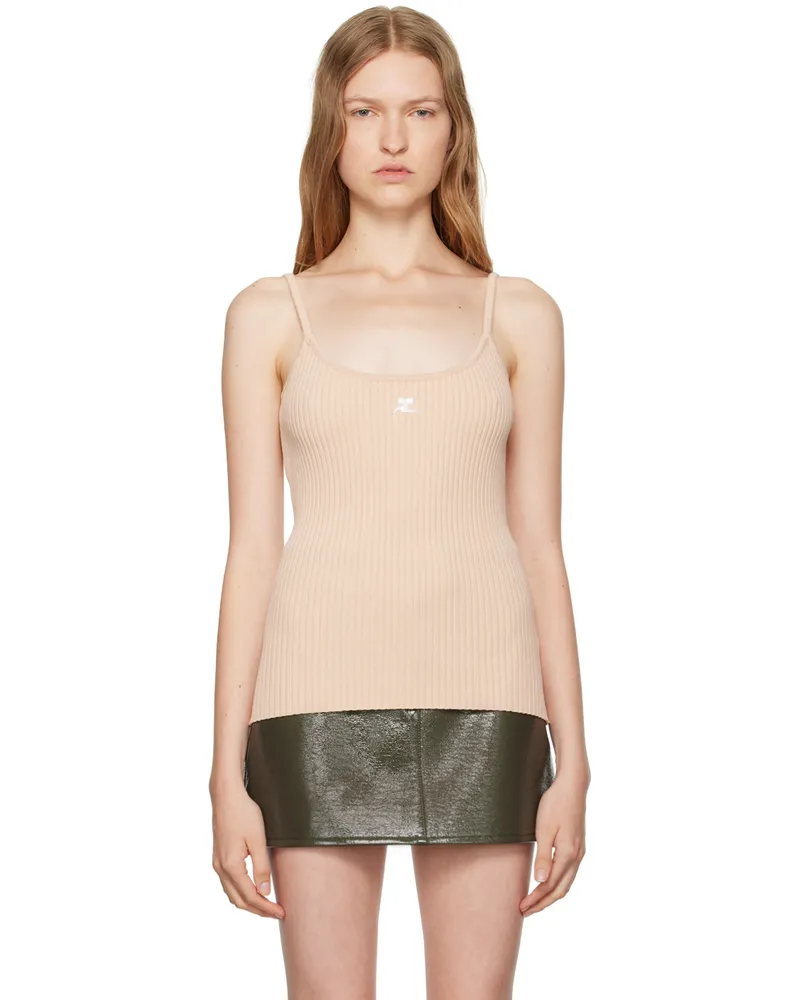 Courrèges Beige Rib Knit Tank Top 1007