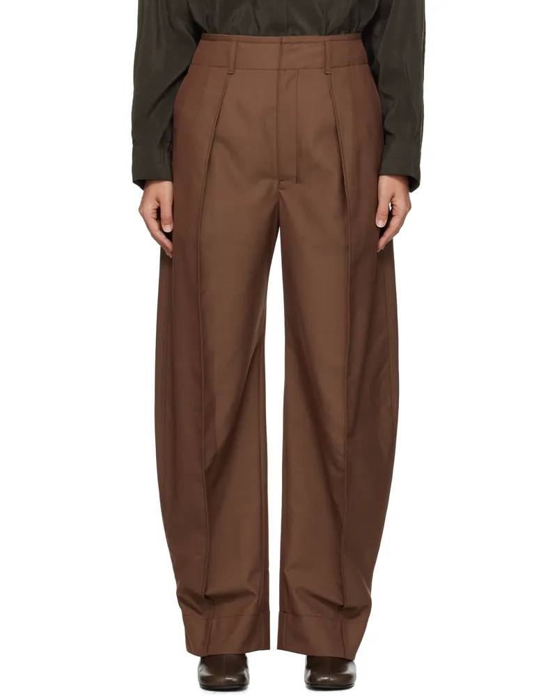 Christophe Lemaire Brown Curved Volume Tailored Trousers Br429