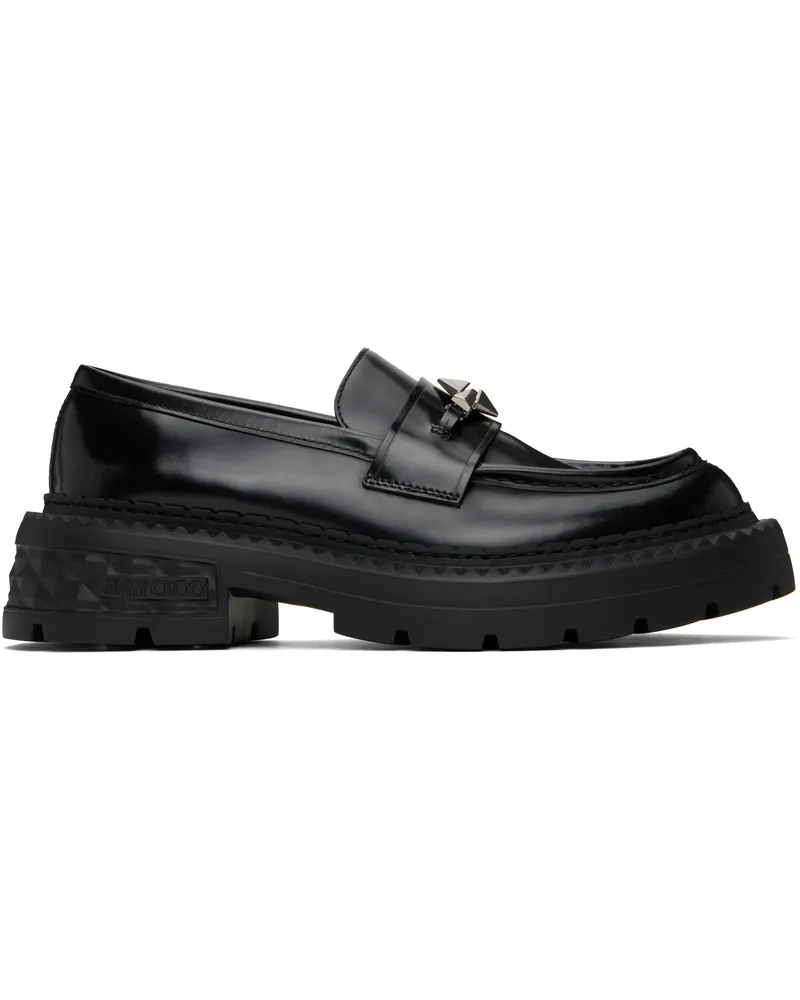 Jimmy Choo Black Marlow Diamond Loafers Black