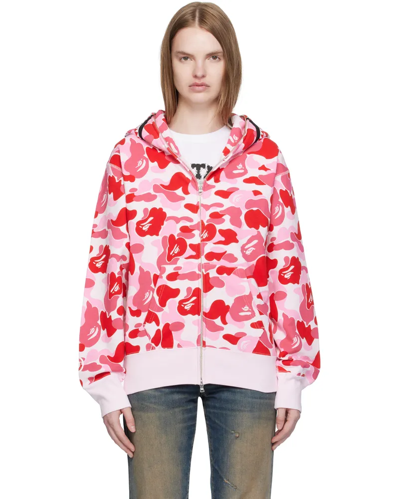 BAPE Pink ABC Camo Shark Full Zip Hoodie Pink
