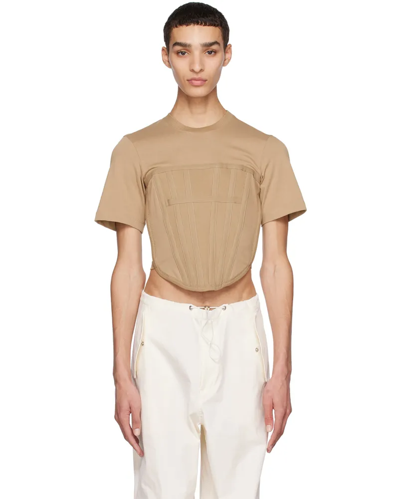 Dion Lee Khaki Corset T-Shirt Khaki