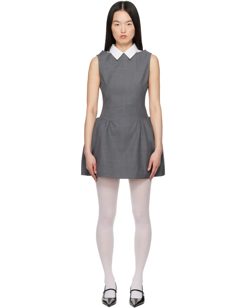 SHUSHU/TONG Gray Shirtneck Patchwork Sleeveless Minidress Gr100