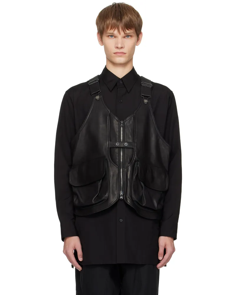Yohji Yamamoto Black Deep-Fry Tech Leather Vest 1