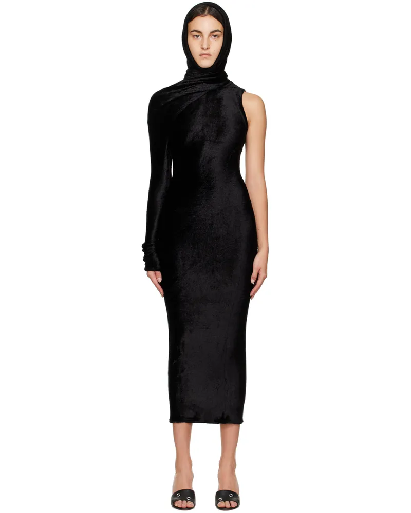 Alaïa Black Hooded Maxi Dress 995