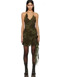 Blumarine Green Ruched Minidress Mmilitare