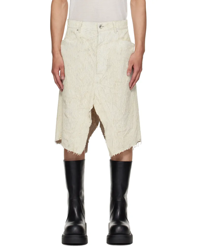 Rick Owens White Concordians Slivered Denim Skirt 11