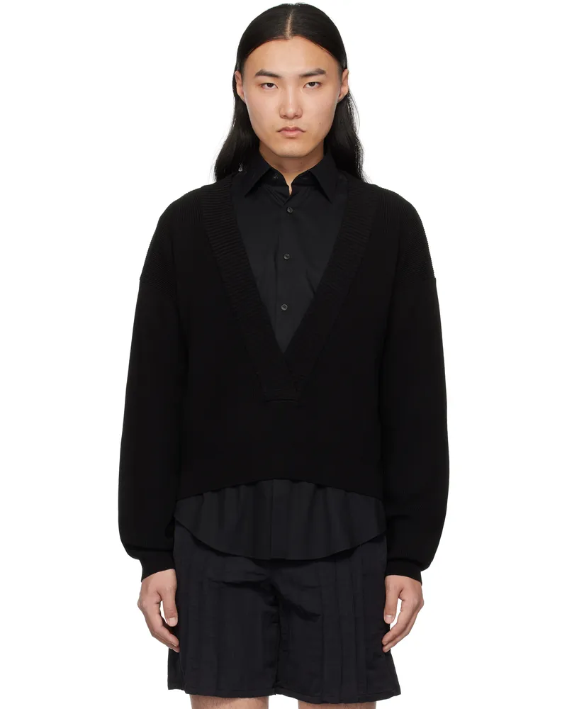 lesugiatelier Black Deep Neck Sweater Black