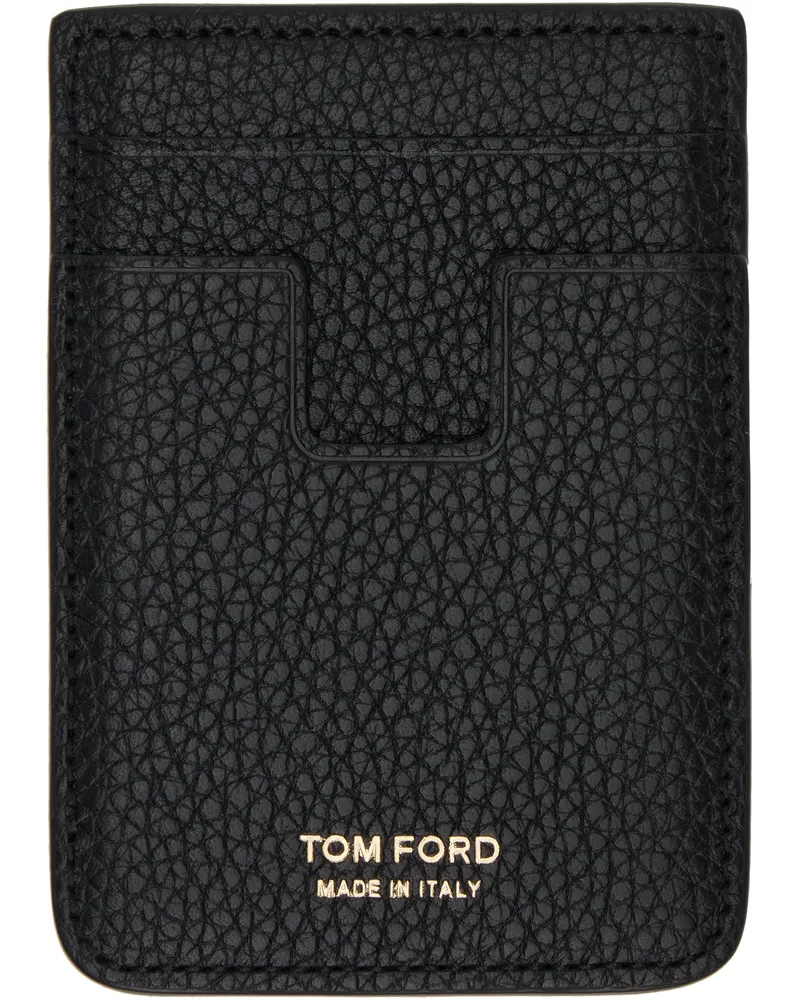 Tom Ford Black Soft Grain Leather MagSafe Card Holder