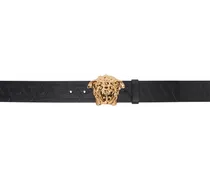 Black 'La Medusa Greca' Leather Belt