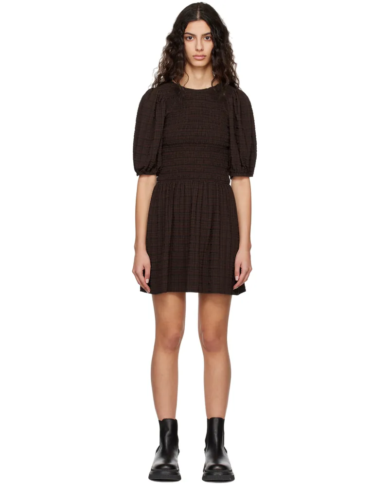 Ganni Brown Smock Minidress 979