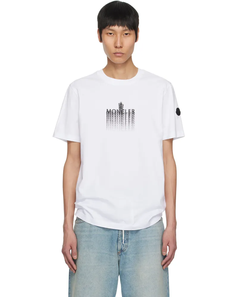 Moncler White Faded Logo Cotton T-shirt 1