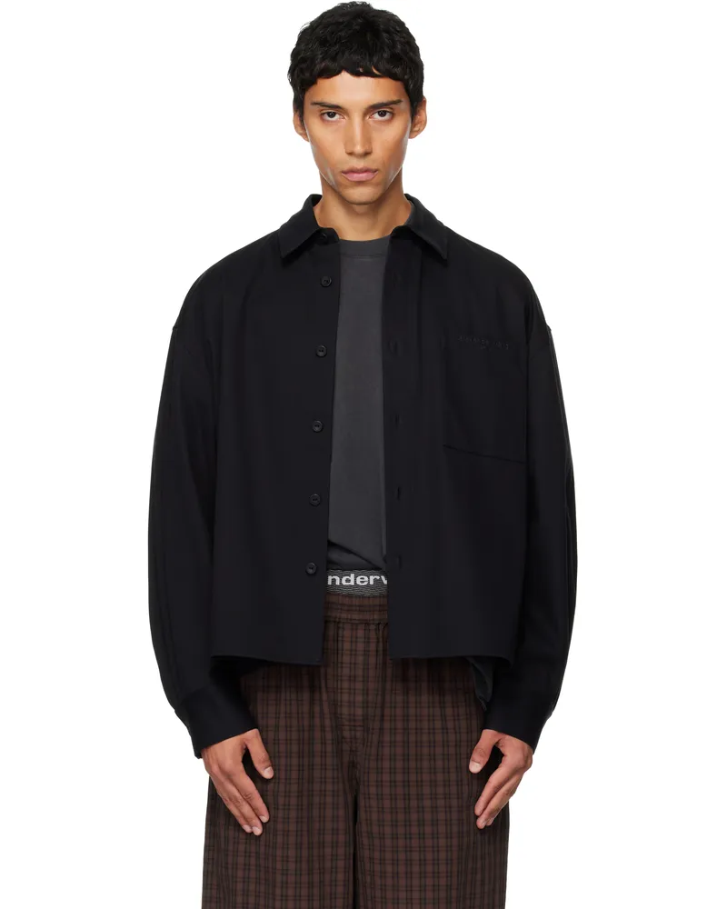 Alexander Wang Black Boxy Cropped Long Sleeve Shirt 001