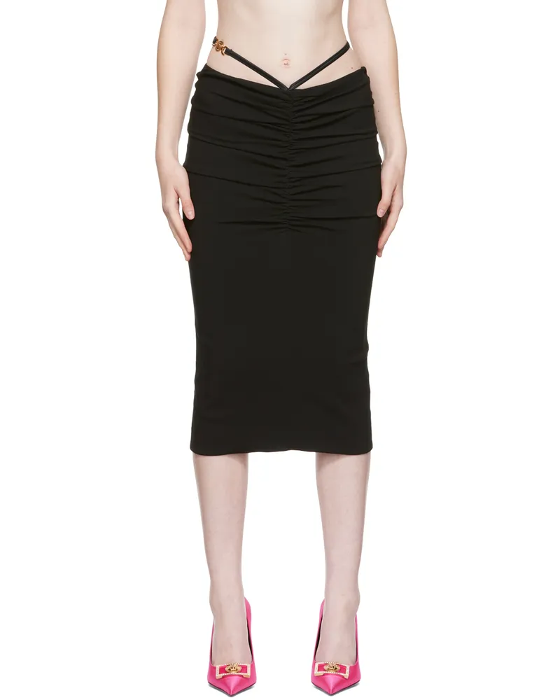 Versace Black Georgette Midi Skirt 1b000