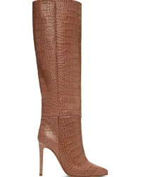 Paris Texas Pink Croc Stiletto Tall Boots Texas