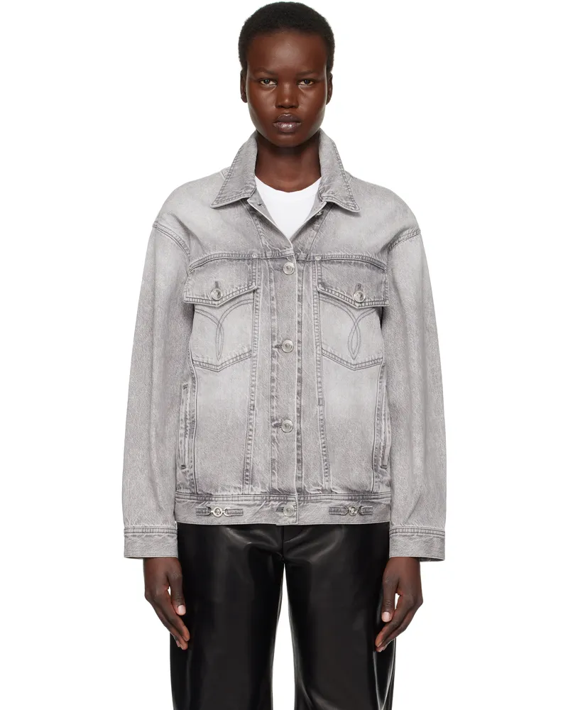 Versace Gray Oversized Denim Jacket 1d280
