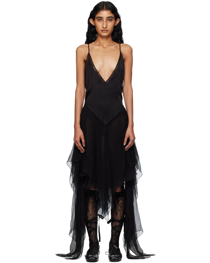 Ann Demeulemeester Black Multilayer Slip Midi Dress 099