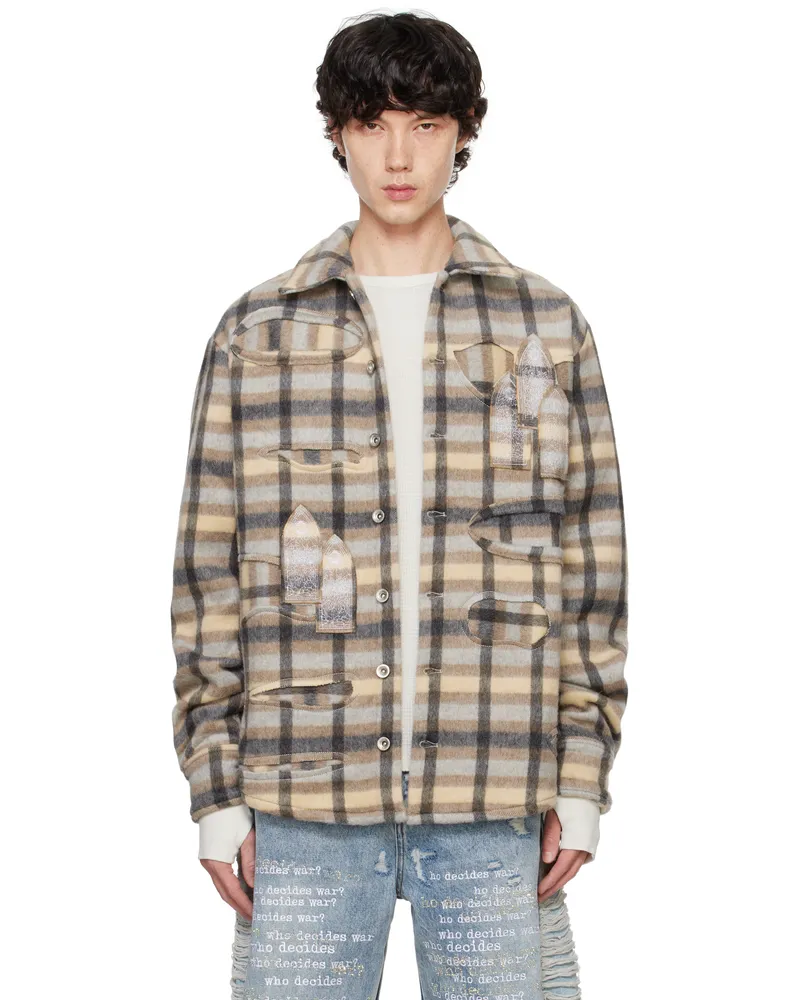 WHO DECIDES WAR Multicolor Heavy Duty Flannel Jacket Tan