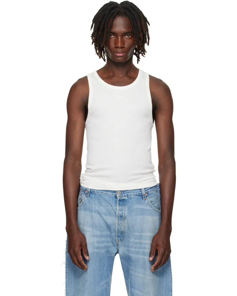 VETEMENTS Off-White Oval Logo Tank Top White