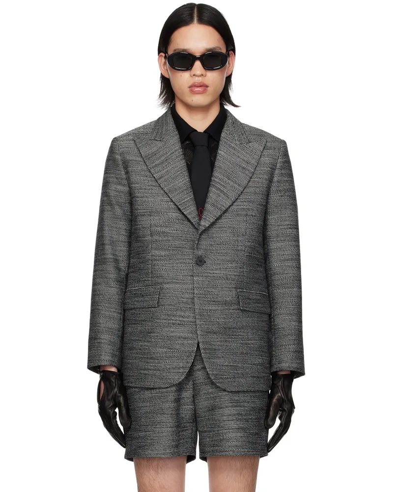 Ernest W. Baker Black & White Single-Breasted Blazer Bkwhite