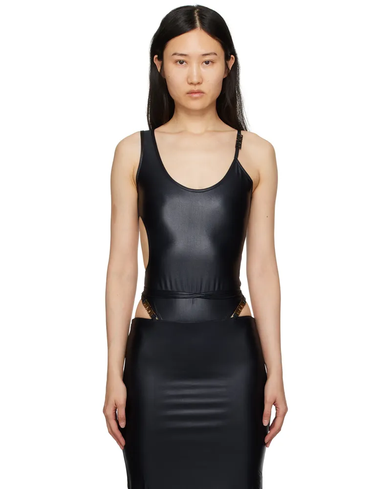 Versace Jeans Black Asymmetric Bodysuit E899