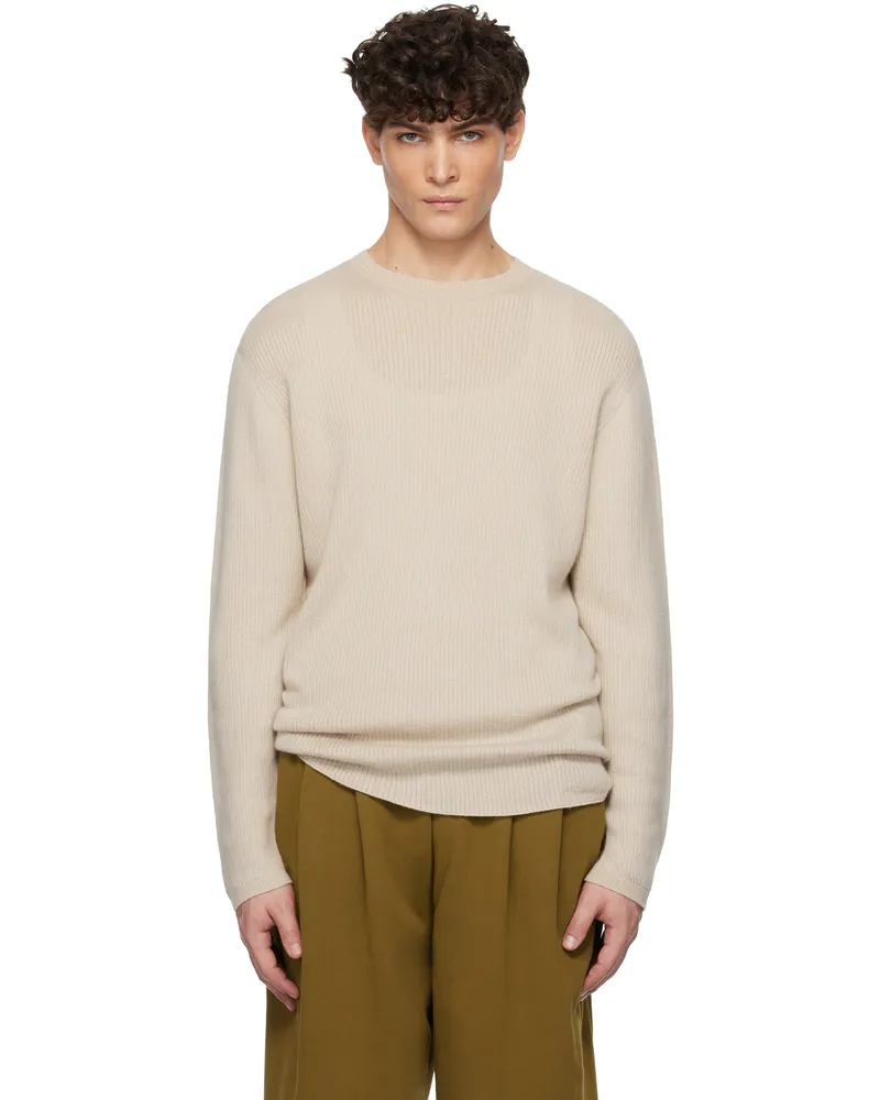 The Elder Statesman Taupe Heavy Delicash Sweater Oatmeal