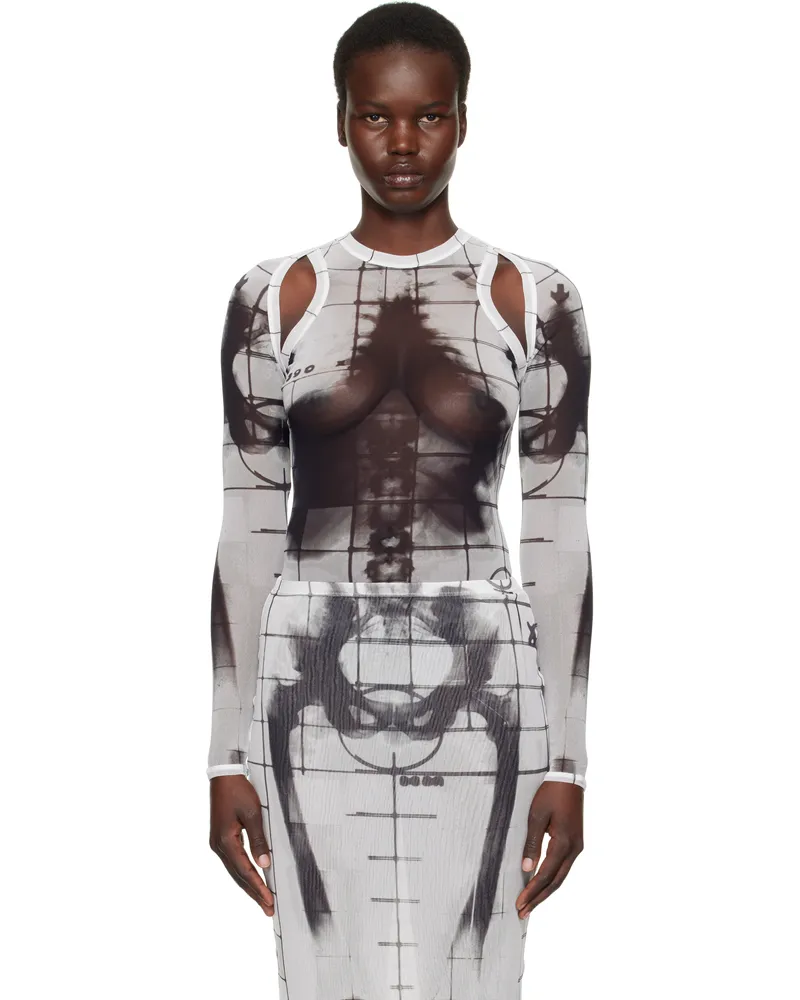 Jean Paul Gaultier White & Black 'The Squeletor' Cardigan 0100