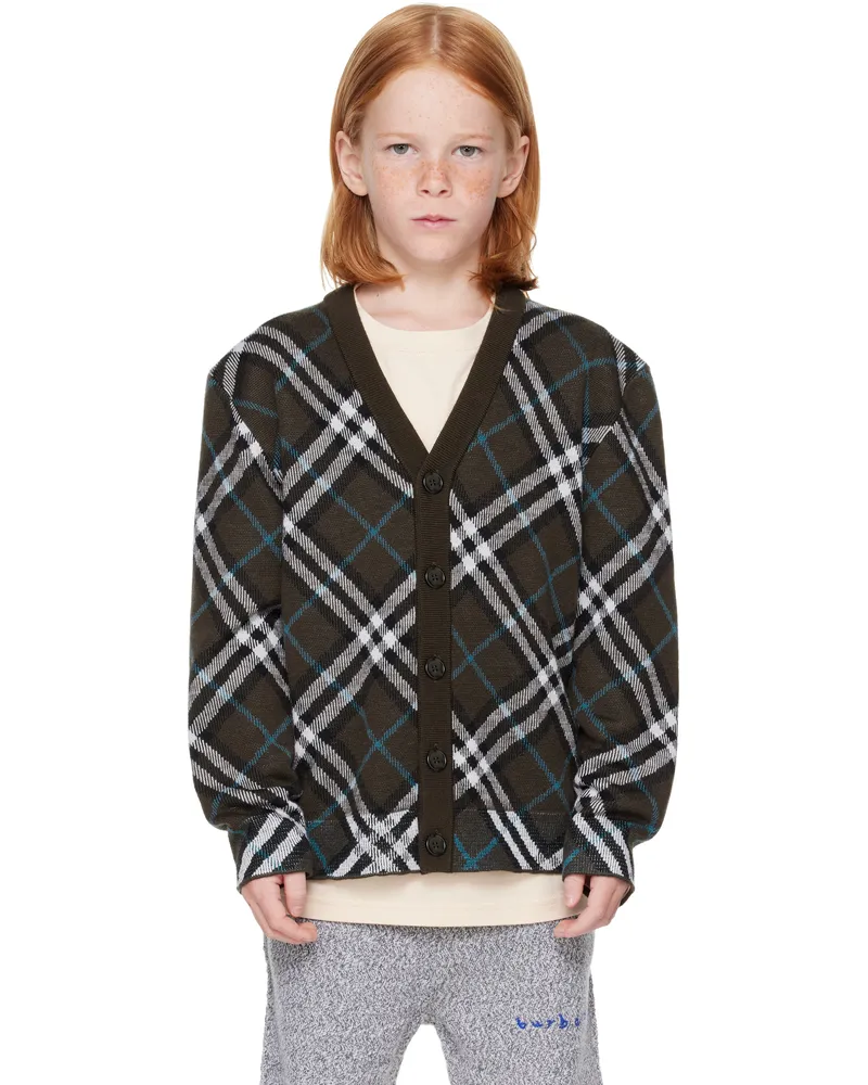 Burberry Kids Brown Check Cardigan Snug