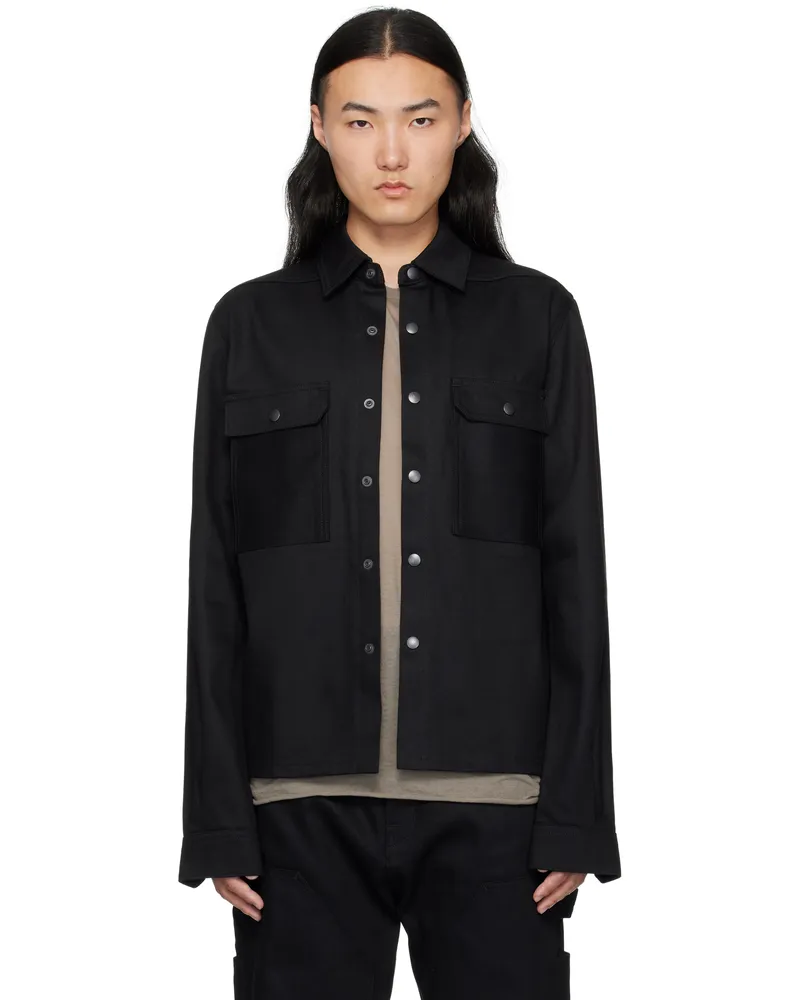 DRKSHDW by Rick Owens Black Hollywood Cropped Outershirt Denim Shirt 09