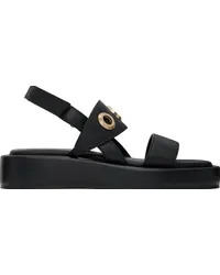 HUGO BOSS Black Leather Eyelet Sandals Black