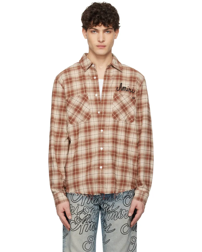 Amiri Brown Shotgun Flannel Shirt Chocolate
