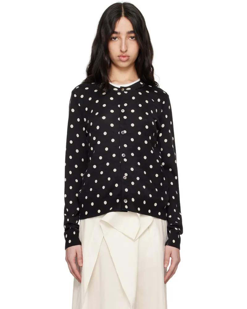 Comme des Garçons Black Polka Dots Pattern Print Cardigan Black
