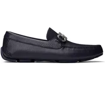 Navy Gancini Ornament Loafers