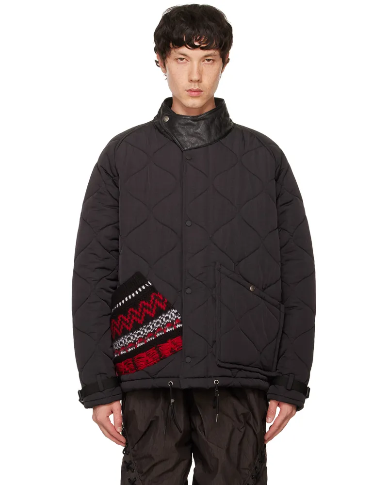 Andersson Bell Black Nordic Knitted Pocket Quilted Jacket Black