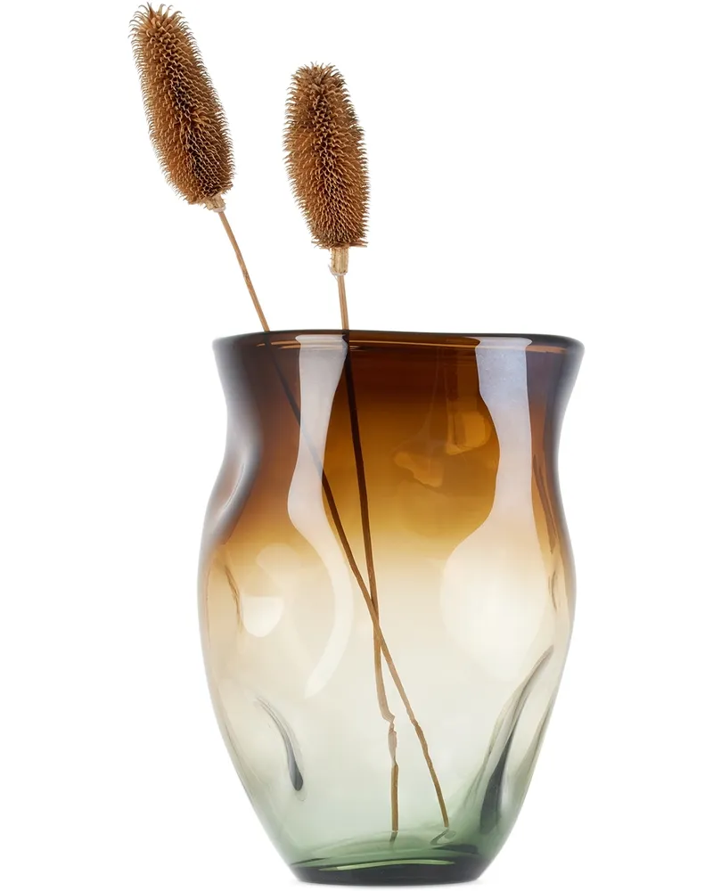 POLSPOTTEN Green & Brown Large Collision Vase Cognac