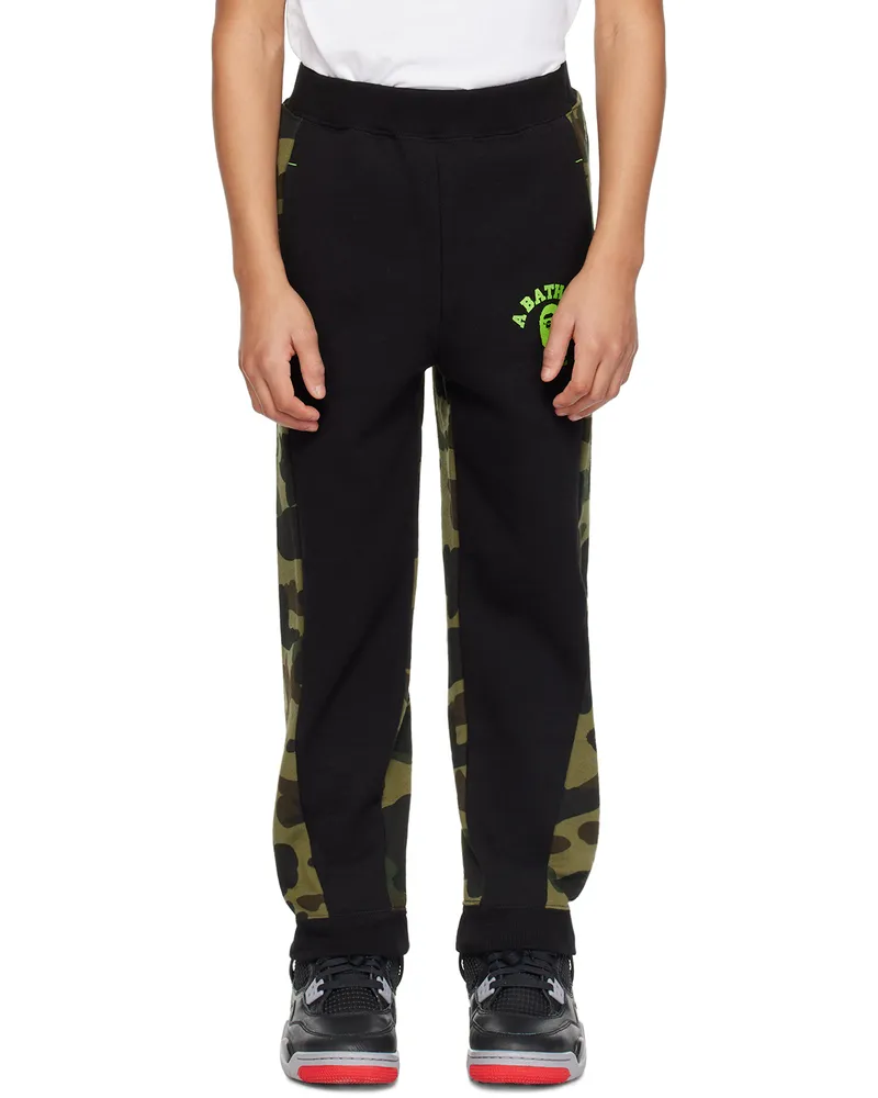 BAPE Kids Black & Green 1st Camo Sweatpants Black