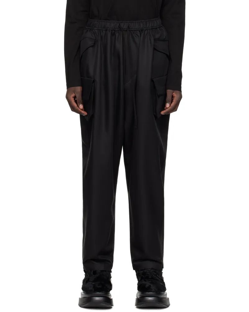 Julius Black Gathered Cargo Pants Black