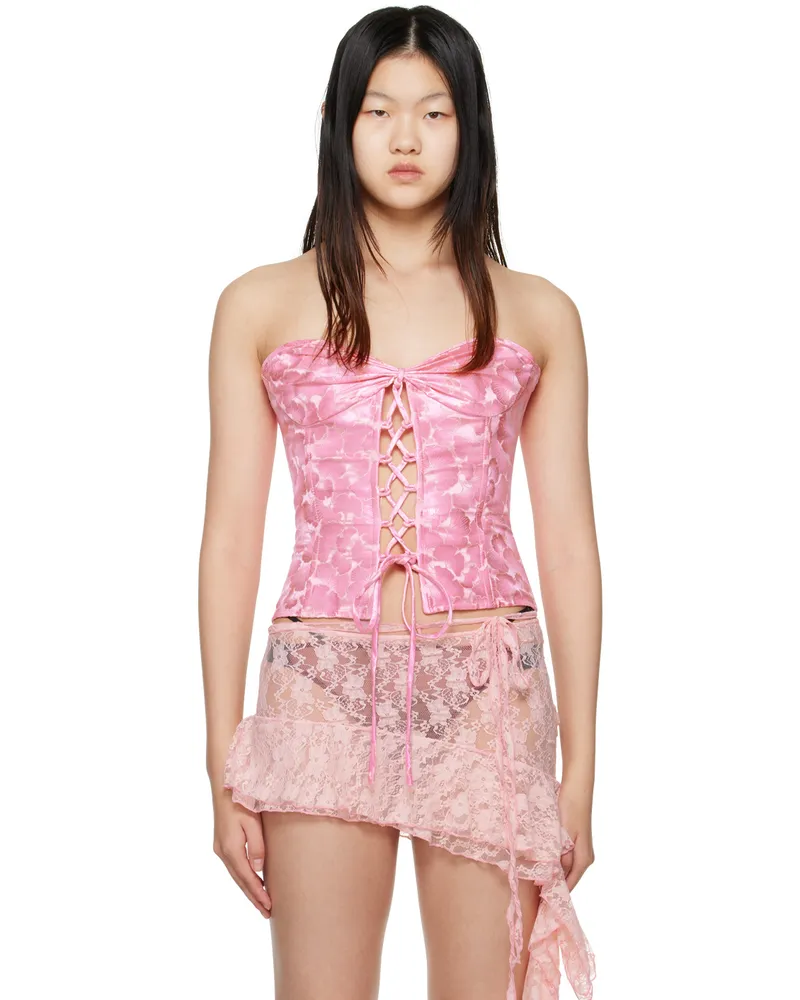 Kim Shui SSENSE Exclusive Pink Tie Up Bustier Pink