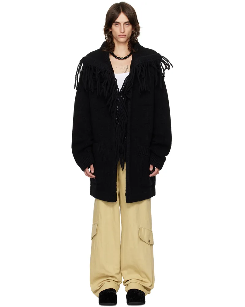 Dries van Noten Black Fringed Cardigan 900